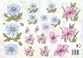 2305 Blauwe en rose bloemen