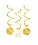 Swirl Decorations Gold/White - 65 Jaar