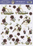 2538 Knipvel Bruine bloemen met huisje