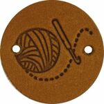 Leren label Crochet rond 2cm Cognac 2st