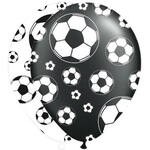 Ballonnen voetbal 8st - Zwart/wit - 30cm