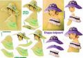 4169676 Dames met hoed  groen en paars
