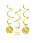 Swirl Decorations Gold/White - 40 Jaar