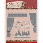 History of Christmas Window with Curtain