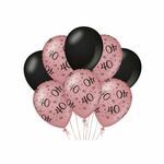 Decoration Balloons Rose/Black - 40 jaar