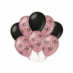 Decoration Balloons Rose/Black - 50 jaar