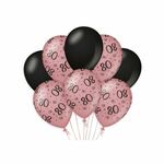Decoration Balloons Rose/Black - 80 jaar