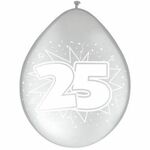 Leeftijd ballon 30cm 25 jaar Zilver 8st