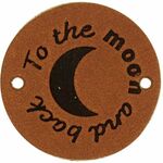 Leren label rond 3.5cm 2x Moon and back