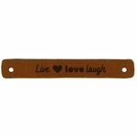 Leren label Live Love Laugh 2x Cognac