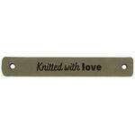 Leren label Knitted with love 2x Khaki