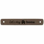 Leren label Let's stay home 2x Taupe