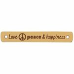Leren label Love peace & happ. 2x Natur.