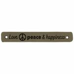 Leren label Love peace & happ. 2x Khaki