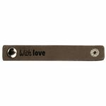 Leren label With love 10x1.5 2x Taupe