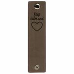 Leren label Keep calm and Love 2x Taupe