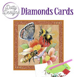 Diamonds cards - Rode bloem met vlinders