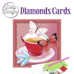 Diamonds cards - Theekopje met vlinders