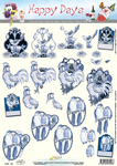 11053-158 Knipvel Delfs blauw haan