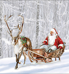 Servetten - Santa in snowy forest 5st
