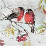 Servetten - Birds on Branch 5st