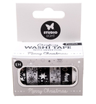 Washi Tape black/white EN Silver - Kerst