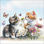 Servetten - Kittens in Flower Field