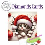 1206 Dotty designs diamonds cards - Christmas Kitten - 15x15cm - Kerst