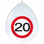 Folat - Ballonnen Verkeersbord - 20 jaar - 30cm - 8st