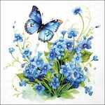 13320515 Decoupage servetten - Forget me Not met blauwe vlinder 5st