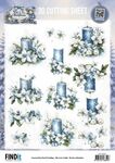 Knipvel - BB - Blue Christmas - Candles & Poinsettia