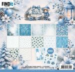 Bbpp10048 Paperpack van Berrie's Beauties - Blue Christmas - 18 vel dubbelzijdig achtergrondpapier van 170gr - 203x203mm