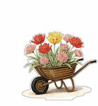 Diamond Painting - Acrylstaander - Kruiwagen met bloemen