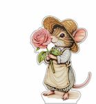 Diamond Painting - Acrylstaander - Muis met roos