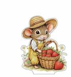 Diamond Painting - Acrylstaander - Muis met aardbeien