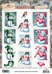 3D Knipvel - BB - Christmas Stamps - Snowmen