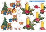 3033 Knipvel Beer met kerstboom - groen met gele kaars